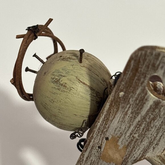 Handcrafted Wooden Angel Brown Figurines Set Of 6 Piece Rustic Finish Halos 4" - Picture 13 of 16